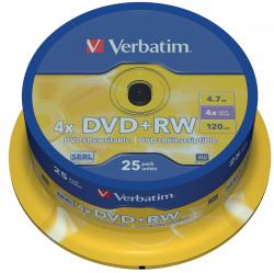 Verbatim DVD rewritable DVD+RW - spindel van 25 stuks