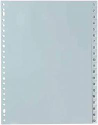 5Star numerieke tabbladen A4 uit grijze PP set 1-20