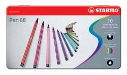 Stabilo Viltstift Pen 68 - Pak van 10 stiften in metalen doos