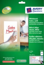 Avery whiteboardfolie A4 wit - Pak van 4 stuks
