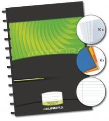 Aurora notebook schrift A4 gelijnd inclusief 6 tabs en 10 hoesjes  
