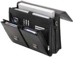 Juescha laptoptas Veneto uit zwarte leer