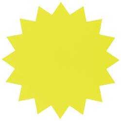 Folia etiketten in fluokarton 18cm fluo geel sterren 