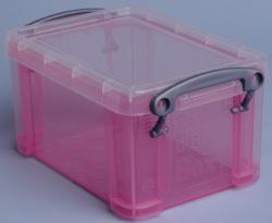 Really Useful Boxes transparante opbergdoos 0,7L roze