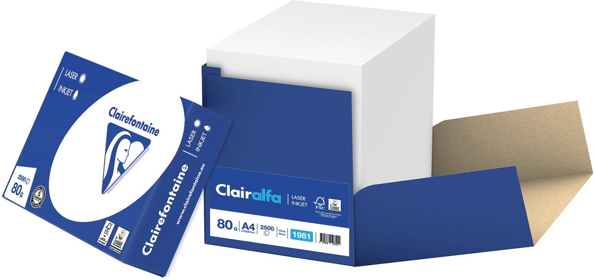 Verstenen kampioen Merchandising Clairefontaine 2800 papier A4 80 g/m² wit - Eco-box van 2500 vel | Eska  office