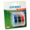 Dymo D3 tape - labelcassette 9 mm x 3 M - Tekstkleur: wit - Tapekleur: geassorteerde kleuren - Blister van 3 stuks