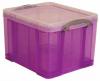 Really Useful boxes gekleurde transparante opbergdozen 35 liter purper - set van 6 stuks