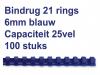 GBC 21-rings ronde plastic bindruggen CombBind blauw - Rug van 6 mm - Doos van 100 stuks