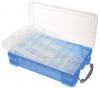 Really Useful boxes gekleurde transparante opbergdozen 4 liter blauw met 30 vakjes