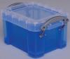 Really Useful Boxes transparante opbergdoos 0,14 liter blauw