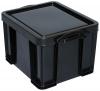 Really Useful Boxes gerecycleerde opbergdoos zwart 35 liter - Set van 6 stuks