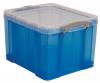 Really Useful boxes gekleurde transparante opbergdozen 35 liter blauw