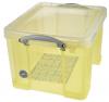 Really Useful boxes gekleurde transparante opbergdozen 35 liter geel - Set van 6 stuks