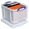 Really Useful boxes gekleurde transparante opbergdozen 35 liter wit supersterk