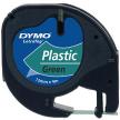 Dymo LetraTag tape - labelcassette 91204 - 12 mm x 4 M - zwart/groen plastic