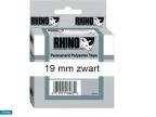 Dymo tape RhinoPRO 19mm x 5,5M zwart/wit permanente polyester
