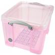 Really Useful boxes gekleurde transparante opbergdozen 35 liter roze
