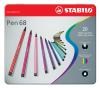 Stabilo Viltstift Pen 68 - Pak van 20 stiften in metalen doos
