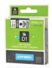 Dymo D1 tape - labeltape 9mm x 7M zwart/transparant