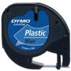 Dymo LetraTag tape - labelcassette 91204 - 12 mm x 4 M - zwart/blauw plastic