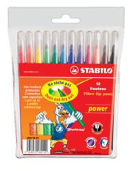 Stabilo viltstift Power - 12 stiften in plastic etui