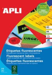 Apli fluo etiketten Geel - Formaat  210 x 297 mm - Doos van 20 etiketten