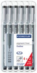 Staedtler fineliner Pigment Liner etui van 4 + 2 GRATIS