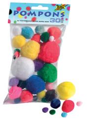 Folia pompons ass. kleuren - Blister van 30 stuks