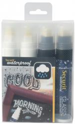 Securit Waterproof krijtmarker large zwart/wit - blister met 4 stuks 