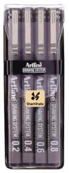 Artline fineliner Drawing System - Etui 4 stuks: 0,2 - 0,4 - 0,6 en 0,8 mm 