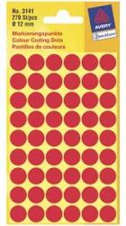 Avery ronde etiketten rood, Ø 12 mm