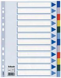 Esselte 11-gaats tabbladen uit PP ass. kleuren - 12 tabs