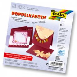 Folia wenskaarten 13,5x13,5 cm vierkant donkerrood 
