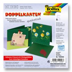 Folia wenskaarten 13,5x13,5 cm vierkant groen