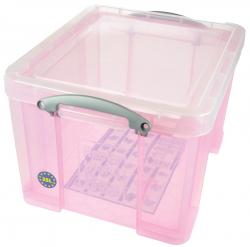 Really Useful boxes gekleurde transparante opbergdozen 35 liter roze