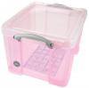 Really Useful boxes gekleurde transparante opbergdozen 35 liter roze